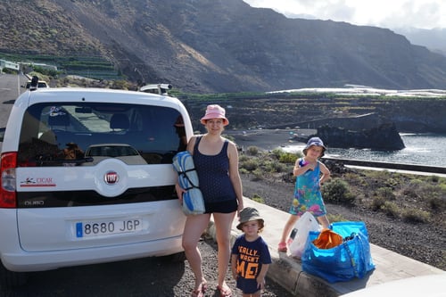 Bereit fürs Baden! Hier am Playa de Charco Verde.