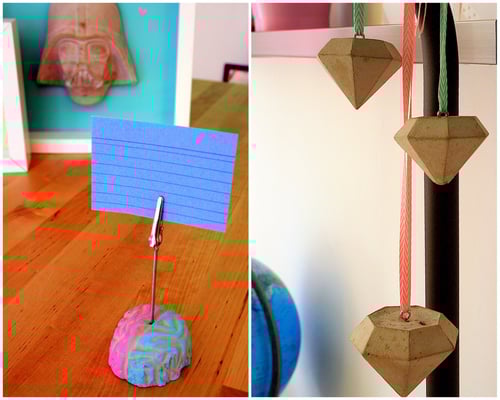 Aus selbgebauten Pappformen werden die tollsten Zementobjekte.