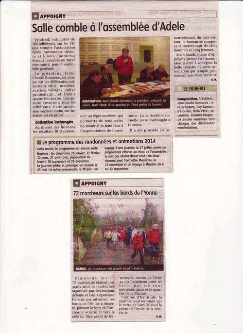 ag du 24 et marche AUXERRE du 26 janvier 2014