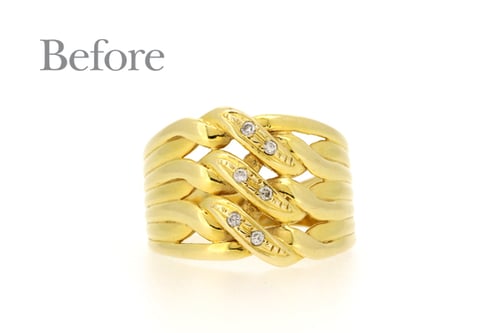 リフォーム前の18金イエローゴールドダイヤ付きリング