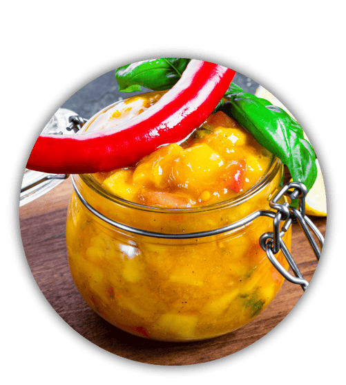 Rezept; Mango; Chutney; Yummi; Ingwer; Zitronenmelisse; Knoblauch; geräuchert; Frankreich; Nordfrankreich; Knobi; Knolle; Kibu; Kibü; KibüWürze