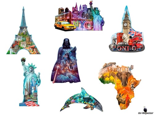 Die Besonderheit im Ravensburger 16152 Puzzle Paket ist, dass eine Hand gezeichnete Stanzvorlagen mit Uhrmacherpräzision die Puzzleteile erstellt.