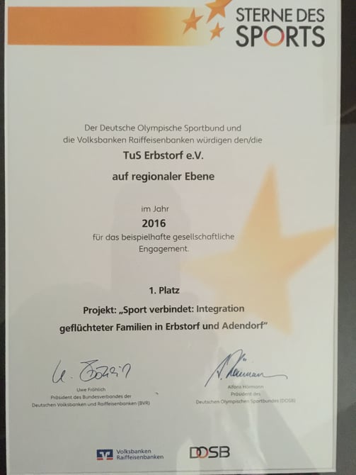Urkunde Sterne des Sports