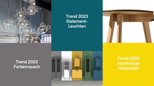 Wohntrends 2023 Farbenrausch Statement-Leuchten nachhaltige Holzmöbel