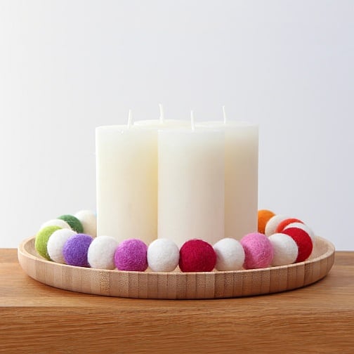 advent adventni venček adventskranz felt balls kroglice iz filca filzkugeln weihnachten božična dekoracija