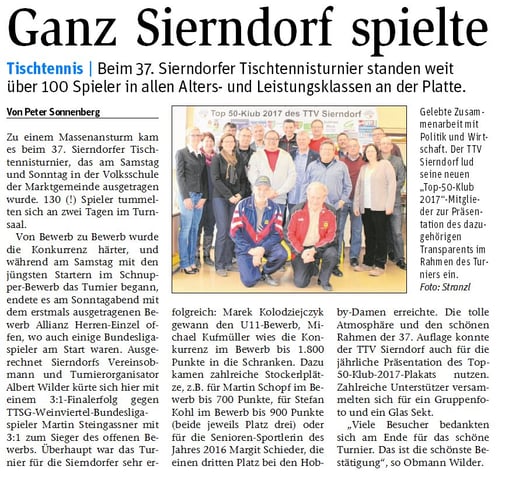 Die aktuelle Korneuburger NÖN berichtete ausführlich über unser Turnier!