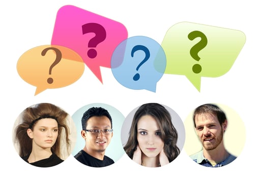 Bild NLP, 4 Menschen Fragezeichen