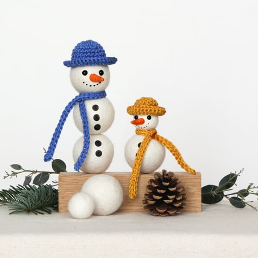 kroglice iz filca filzkugeln schneemann snowman felt balls winter decoration