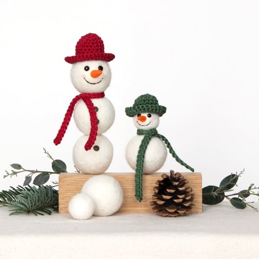 kroglice iz filca filzkugeln schneemann snowman felt balls winter decoration
