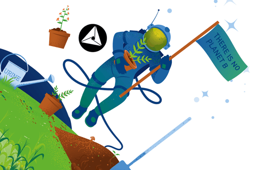 Ausschnitt der Illustration: Landwirtschaft im Weltall © Michael Stünzi