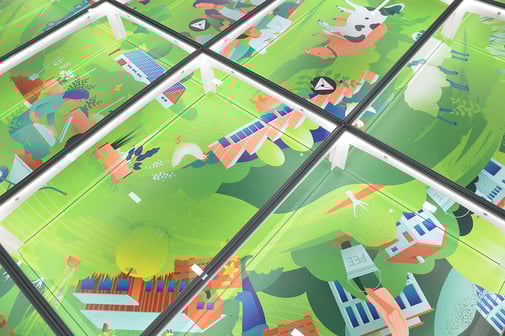 Ausschnitt der grossformatigen Bodenillustration © Michael Stünzi