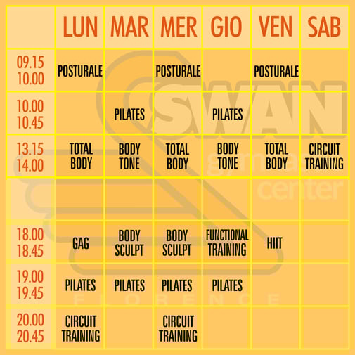SWAN GYMNASTIC CENTER | Orario settembre 2025