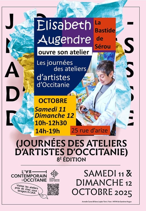 Elisabeth Augendre artiste peintre en Ariège journées des ateliers d'artistes d'Occitanie
