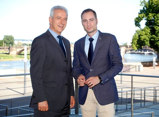 Patrick Schreiber MdL mit Ministerpräsident Stanislaw Tillich MdL 2014 in Dresden