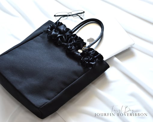 JourFin LoveRibbon ラブリボン  リボンバッグ　リボンカゴバッグ　カゴバッグ Bascket Bag リボン制作 クラフト リボン教室　リボンレッスン　リボン　リボンワーク　フリルバッグ　フリルリボンバッグ　フリル　A４バッグ　縦長トートバッグ　縦長フリルバッグ