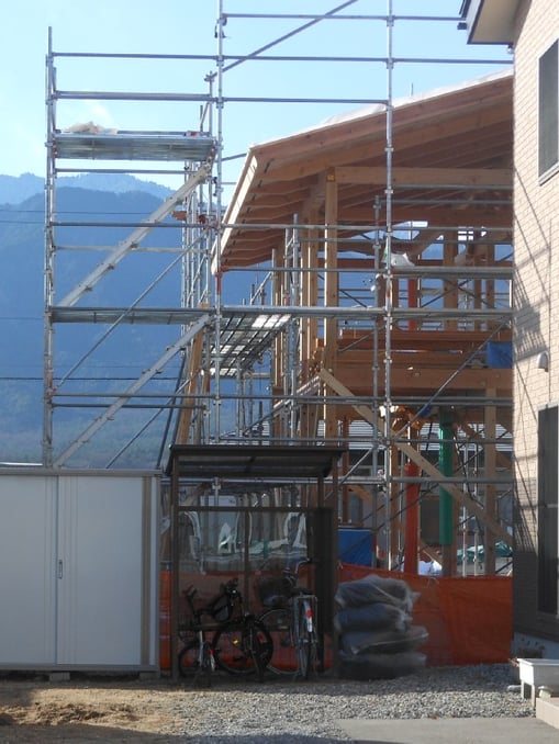 大町の家Ⅱ　大町市　新築工事　長野県松本市安曇野市の建築家　建築設計事務所　現場監理　住宅設計　設計監理　野地板