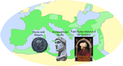 Drei Epochen der Stadt Istanbul; Byzanz, Römisches- u. Osmanisches Imperium