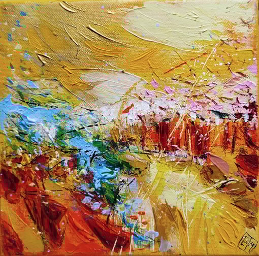 Elisabeth Augendre artiste peintre en Ariège acrylique impressionnisme promenade en jardin 33