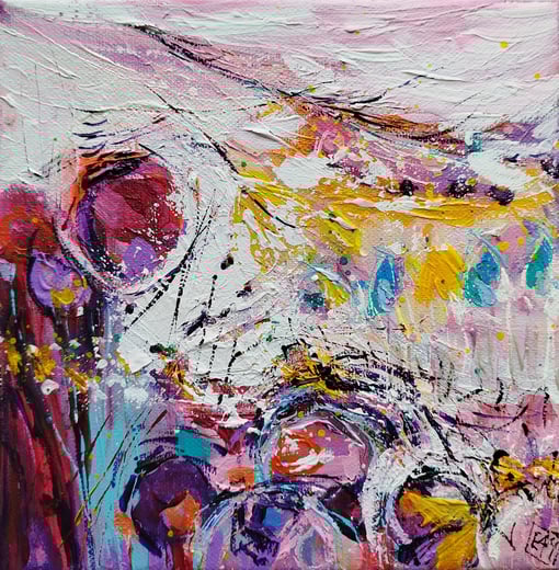 Elisabeth Augendre artiste peintre en Ariège acrylique originale impressionnisme promenade en jardin 31