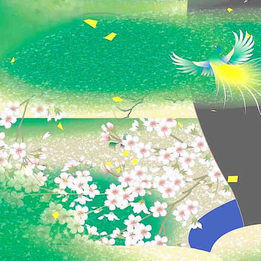 加賀友禅ベクターデザイン和柄壁紙クロス