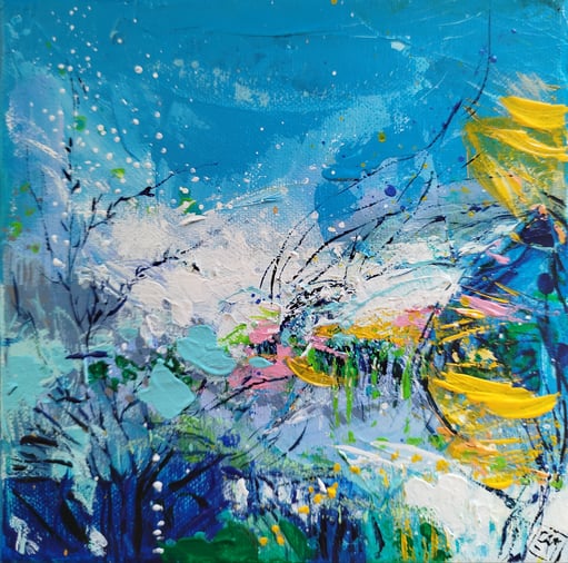 Elisabeth Augendre artiste peintre en Ariège acrylique impressionnisme promenade en jardin 35