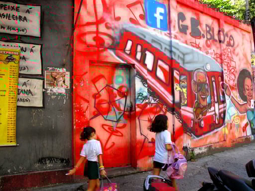 Graffiti zum Strassenbahn Unglück in Rio 2011