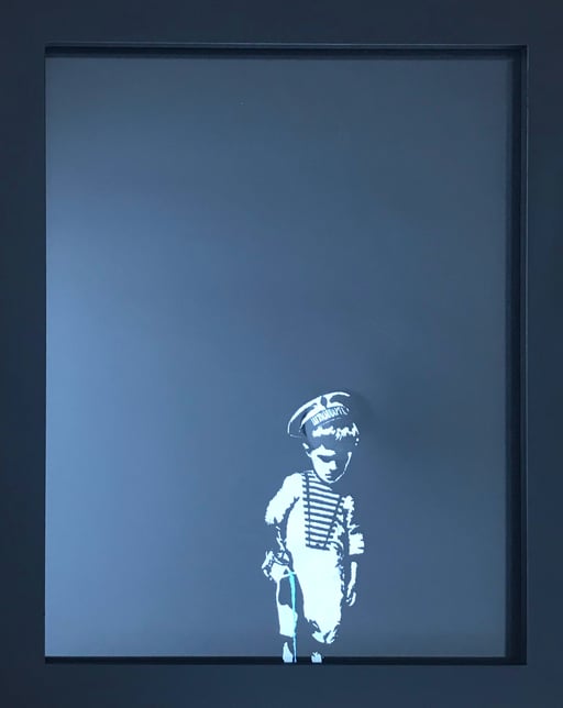 "eelus" Repro Schablonendruck hinter Glas 2500.- von POLYDUAL