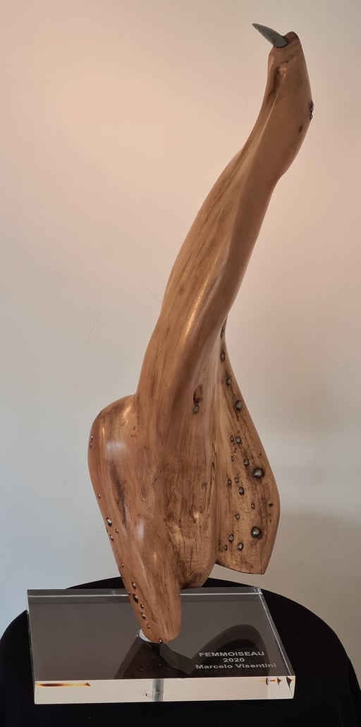 FEMMOISEAU. 2020 . 17 x 17 x 49 cm. Madera - acero