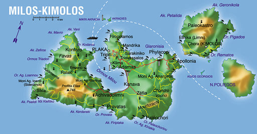 Milos • Création carte touristique / Édition : Les Créations du Pélican • © recreacom.fr - Studio de création Christophe Houlès