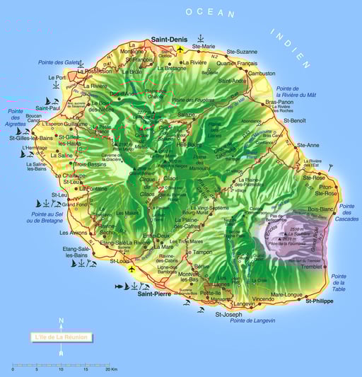 La Réunion • Création carte touristique / Édition : Les Créations du Pélican • © recreacom.fr - Studio de création Christophe Houlès