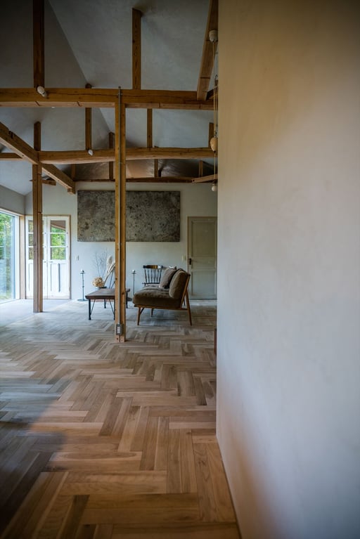 オーク ヘリンボーン 無塗装 施工例