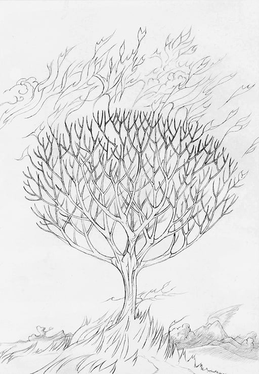 "Monde ardent" - Dessin préparatoire 