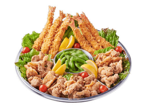 海老フライ・唐揚げの盛り合わせ　3519円（税込3800円）