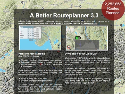 Startseite des Better Routeplanners (Screenshot abetterrouteplanner.com)