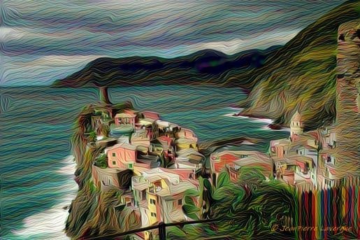 Photo de Vernazza (JPL), interprétée par Deep Dream