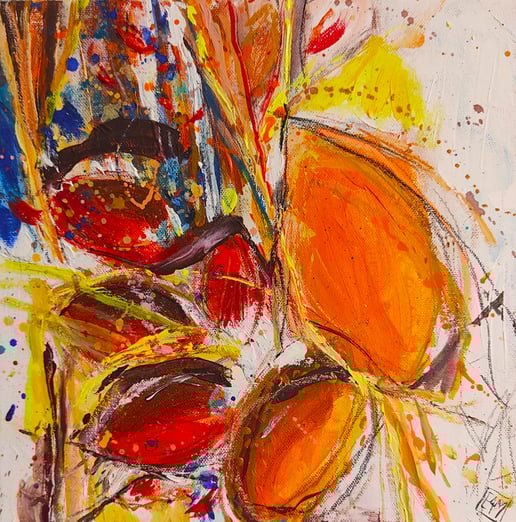 Elisabeth Augendre artiste peintre en Ariège acrylique impressionnisme fantaisie en jardin 38