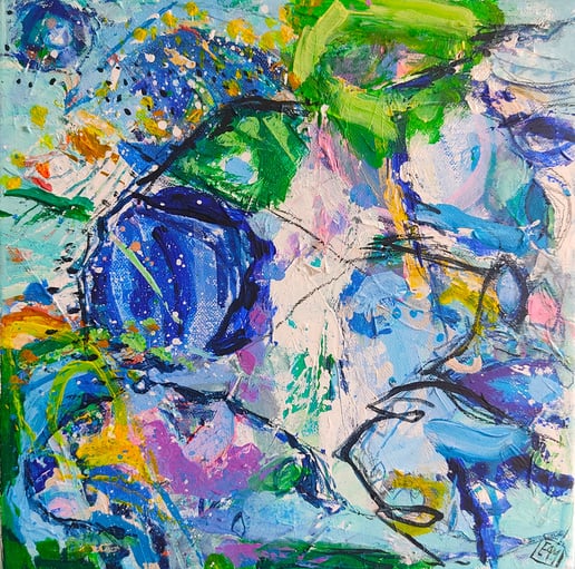 Elisabeth Augendre artiste peintre en Ariège acrylique impressionnisme fantaisie en jardin 40