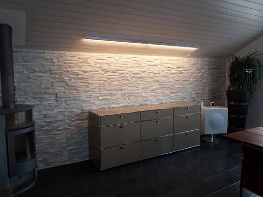 Steinwerke.ch moderne Wandverkleidung - Deko - Design - Wandpaneele, Modern - Elegant - Exklusiv - Steinwandbeleuchtung - Kunststein - Ambiente - Freude