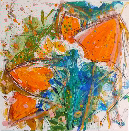 Elisabeth Augendre artiste peintre en Ariège acrylique impressionnisme fantaisie en jardin 37