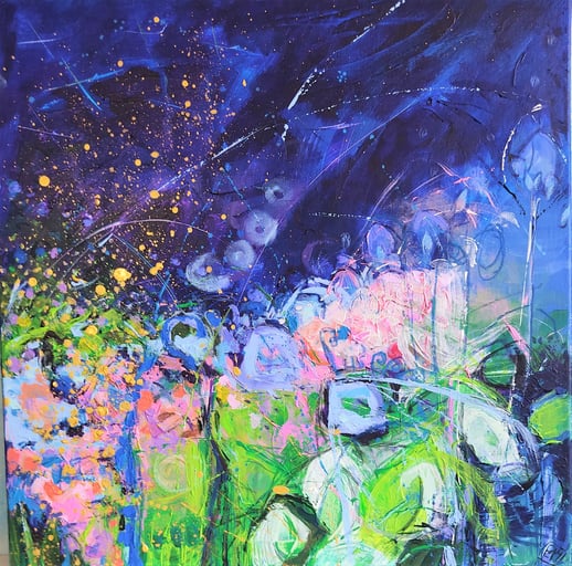 Elisabeth Augendre artiste peintre en Ariège acrylique originale contemporain les jardins extraordinaires 17
