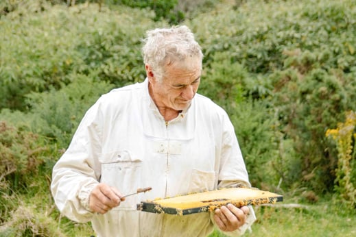 Apiculteur de Nouvelle-Zélande avec Miel de Manuka