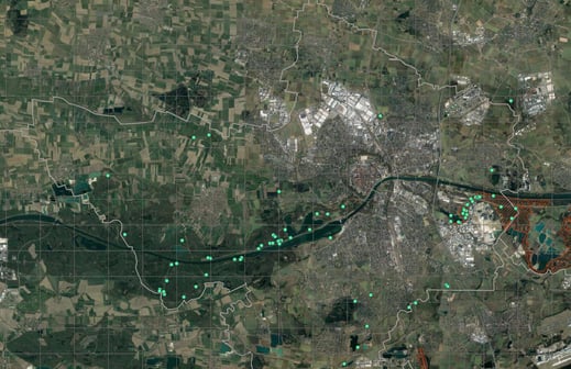 Einzelbeoachtungen vom Kuckuck 2019 (Basis Google-Earth/ Copyright LBV Ingolstadt)