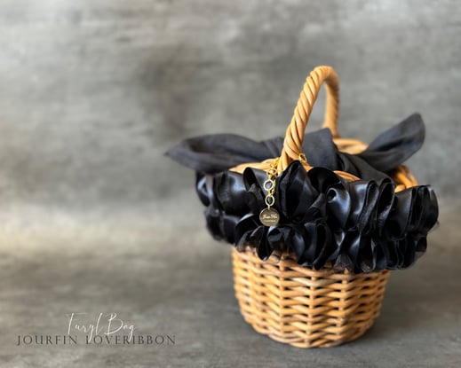 JourFin LoveRibbon ラブリボン  リボンバッグ　リボンカゴバッグ　カゴバッグ Bascket Bag リボン制作 クラフト リボン教室　リボンレッスン　リボン　リボンワーク　フリルバッグ　フリルリボンバッグ　フリル