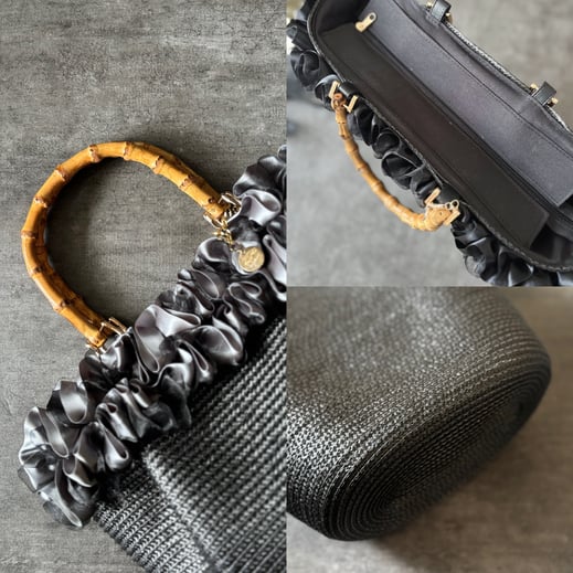 JourFin LoveRibbon ラブリボン  リボンバッグ　リボンカゴバッグ　カゴバッグ Bascket Bag リボン制作 クラフト リボン教室　リボンレッスン　リボン　リボンワーク　フリルバッグ　フリルリボンバッグ　フリル