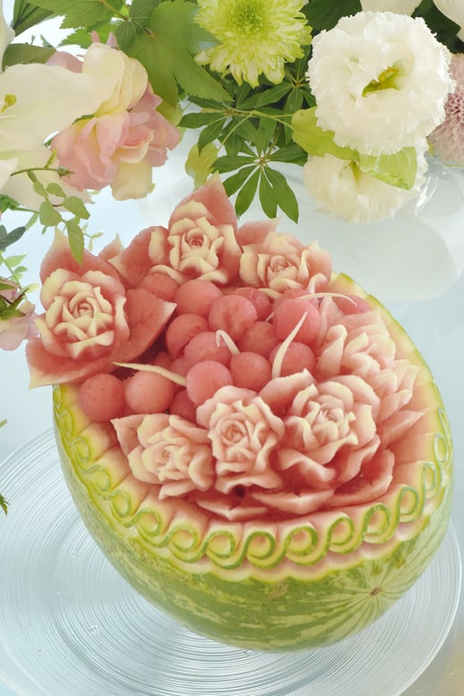 カービング　アメリカ産　スイカ　バラ