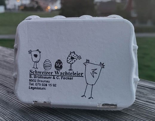 Stempelidee "Eierschachtel mit eigenen Hühnereier"