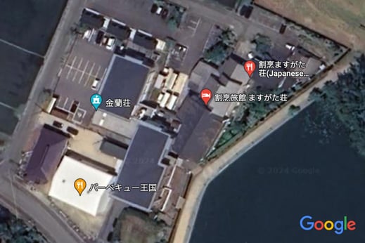 研修施設、バーベキュー施設、宿泊施設が集積する新潟県新発田市の五十公野エリア【Google衛生写真】