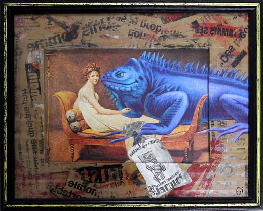 Gâterie dominicale - collage et techniques mixtes - dimensions : 20 x 15 cm - 2017 - création 6col