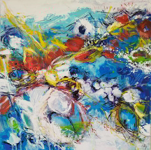 Elisabeth Augendre artiste peintre en Ariège acrylique impressionnisme fantaisie en jardin 49