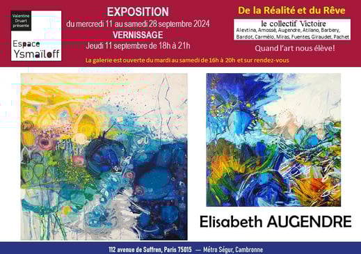 Elisabeth Augendre artiste peintre exposition galerie Espace Ysmaïloff Paris septembre 2024